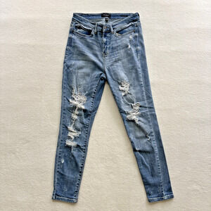 Judy Blue Jeans Skinny Fit 9/29 Light Wash Distressed Stretch Normcore Casual